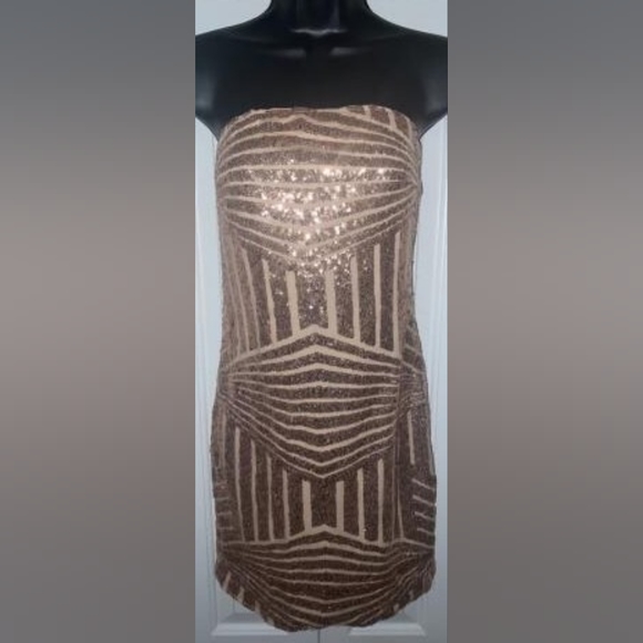 Fashion Nova Rose Gold Sequin Mini Dress Size L - Picture 5 of 5